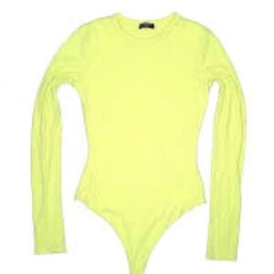 💎Yellow Long Sleeve Bodysuit transparent